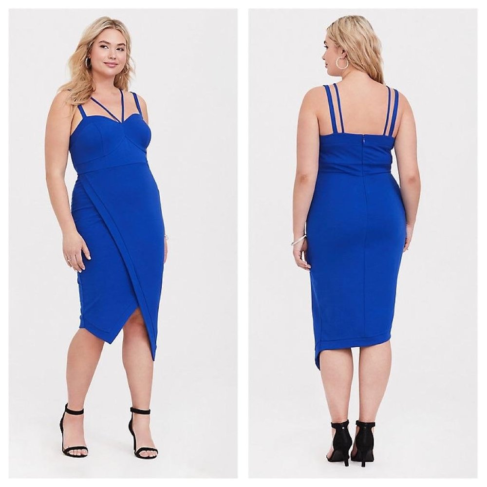 TORRID PREMIUM PONTE ASYMMETRICAL DRESS BO